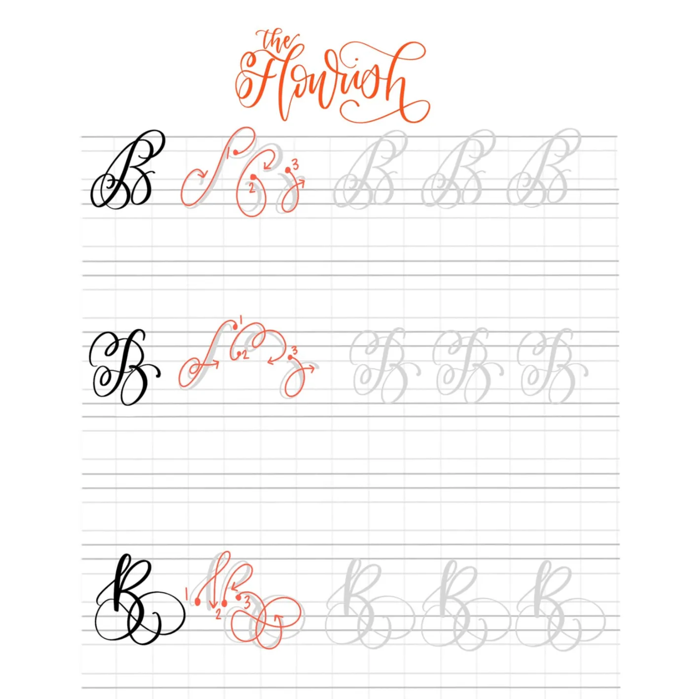 Lettering Practice Sheets - 3 Ways to Flourish