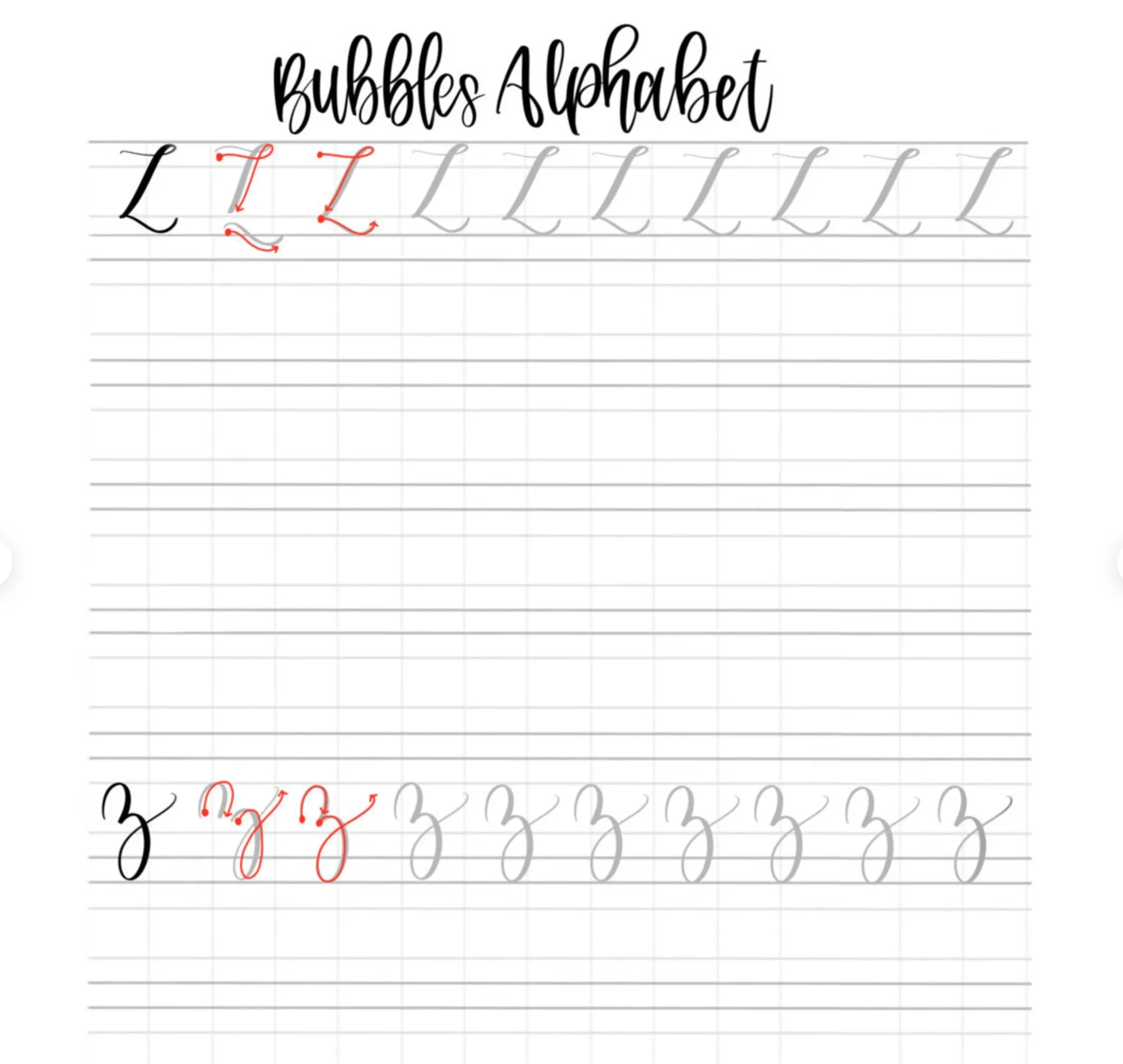 Lettering Practice Sheets - Bubbles Alphabet