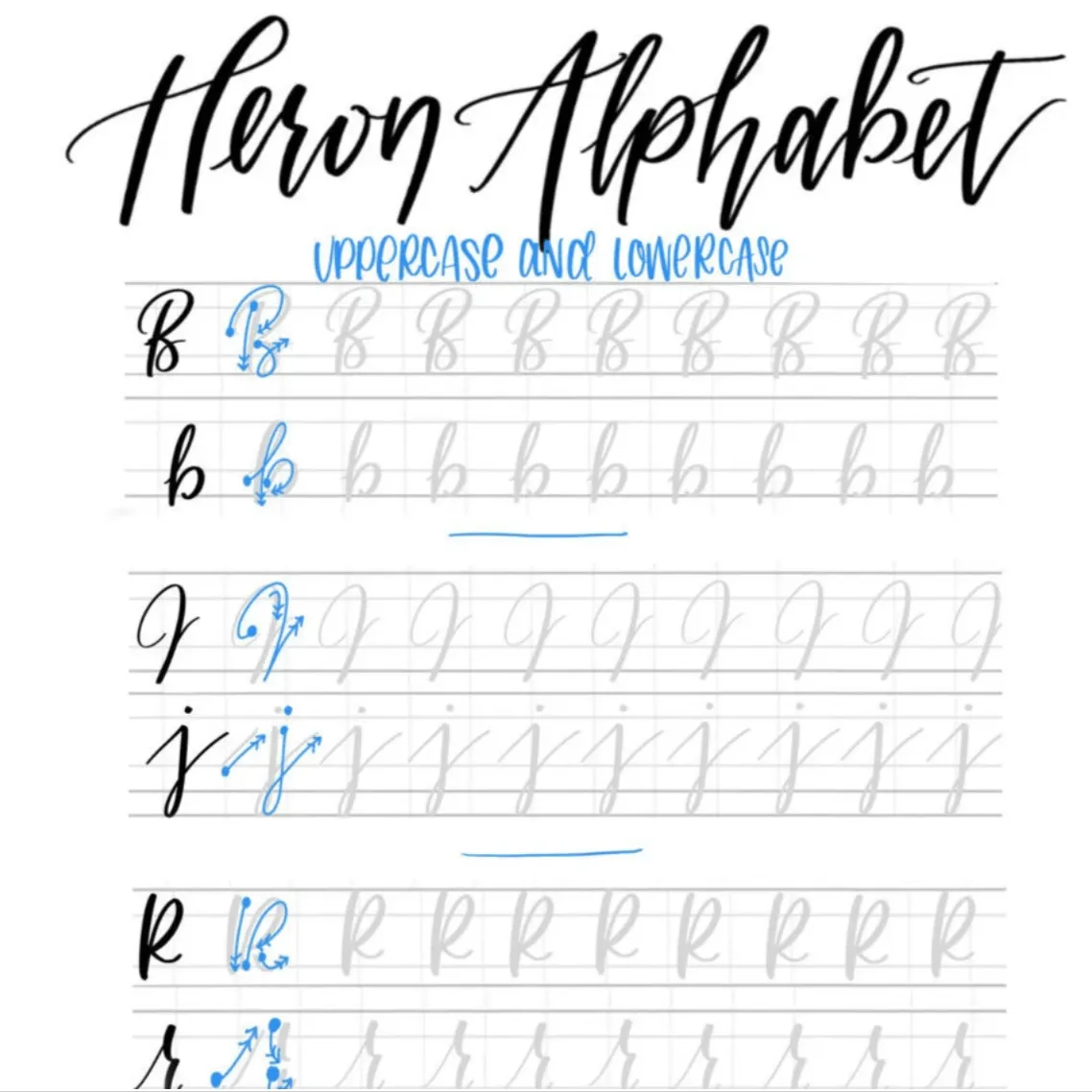 Lettering Practice Sheets - Heron Alphabet