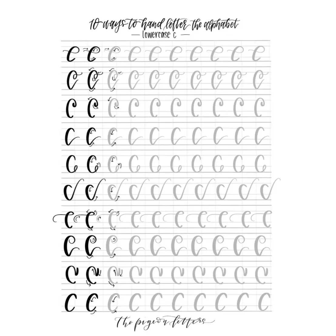 Lettering Practice Sheets - Lowercase Alphabet