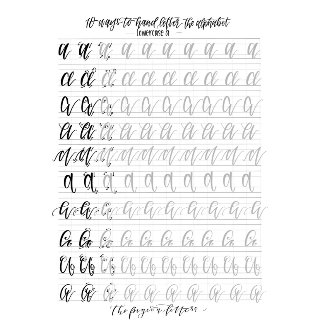 Lettering Practice Sheets - Lowercase Alphabet