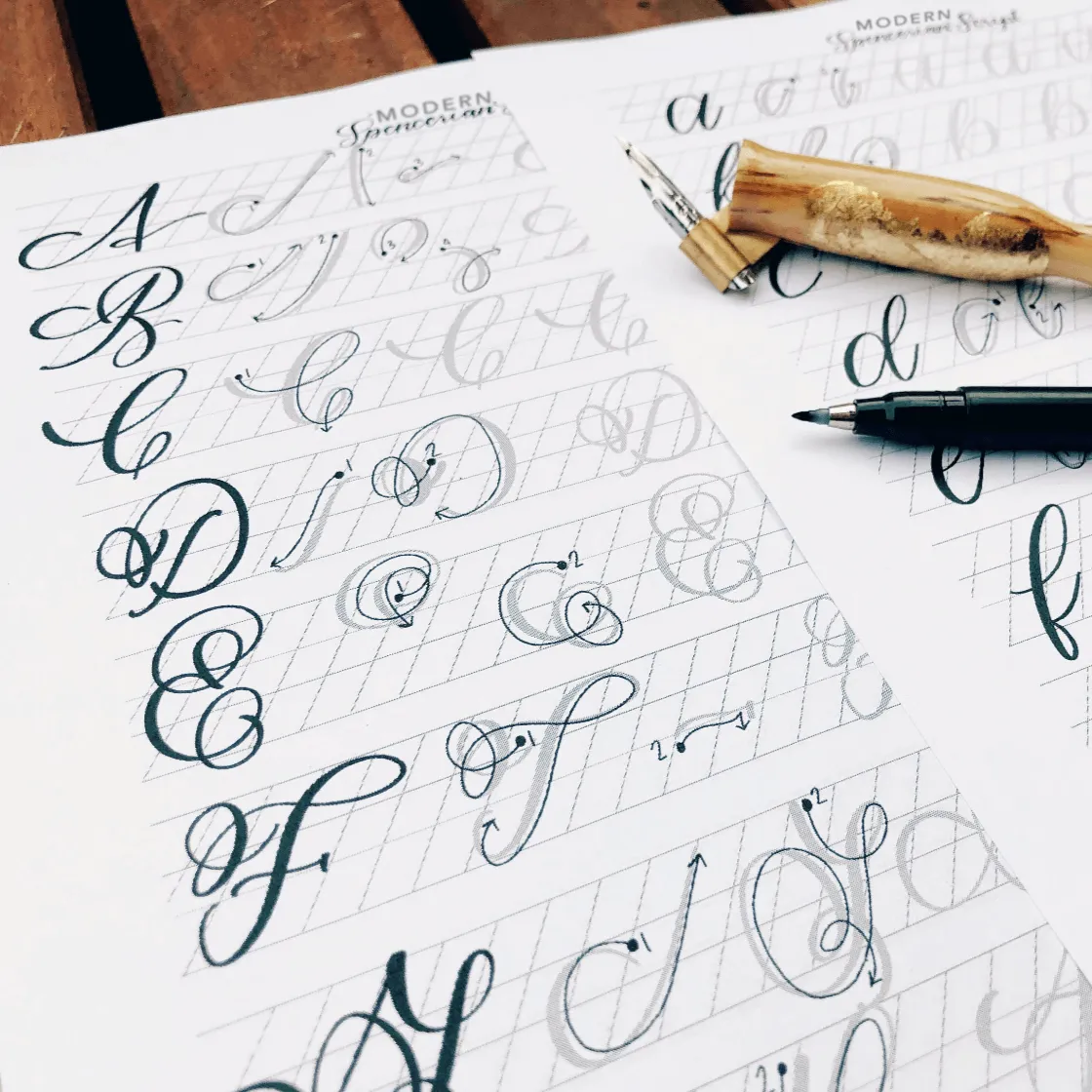 Lettering Practice Sheets - Modern Spencerian Script