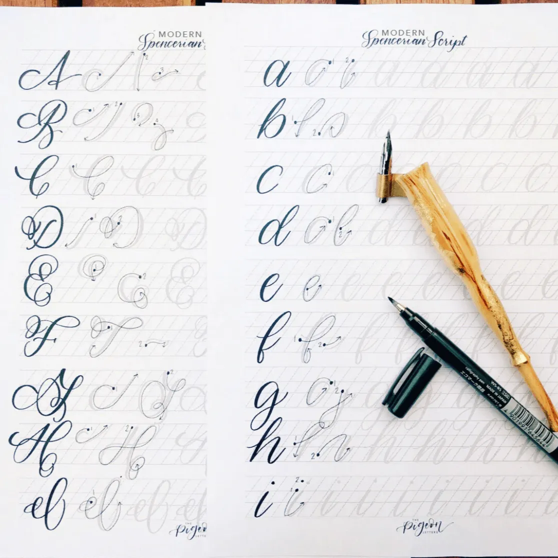 Lettering Practice Sheets - Modern Spencerian Script