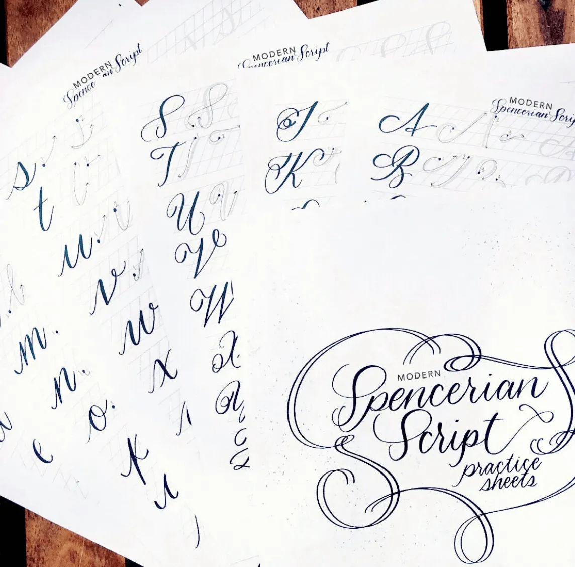 Lettering Practice Sheets - Modern Spencerian Script