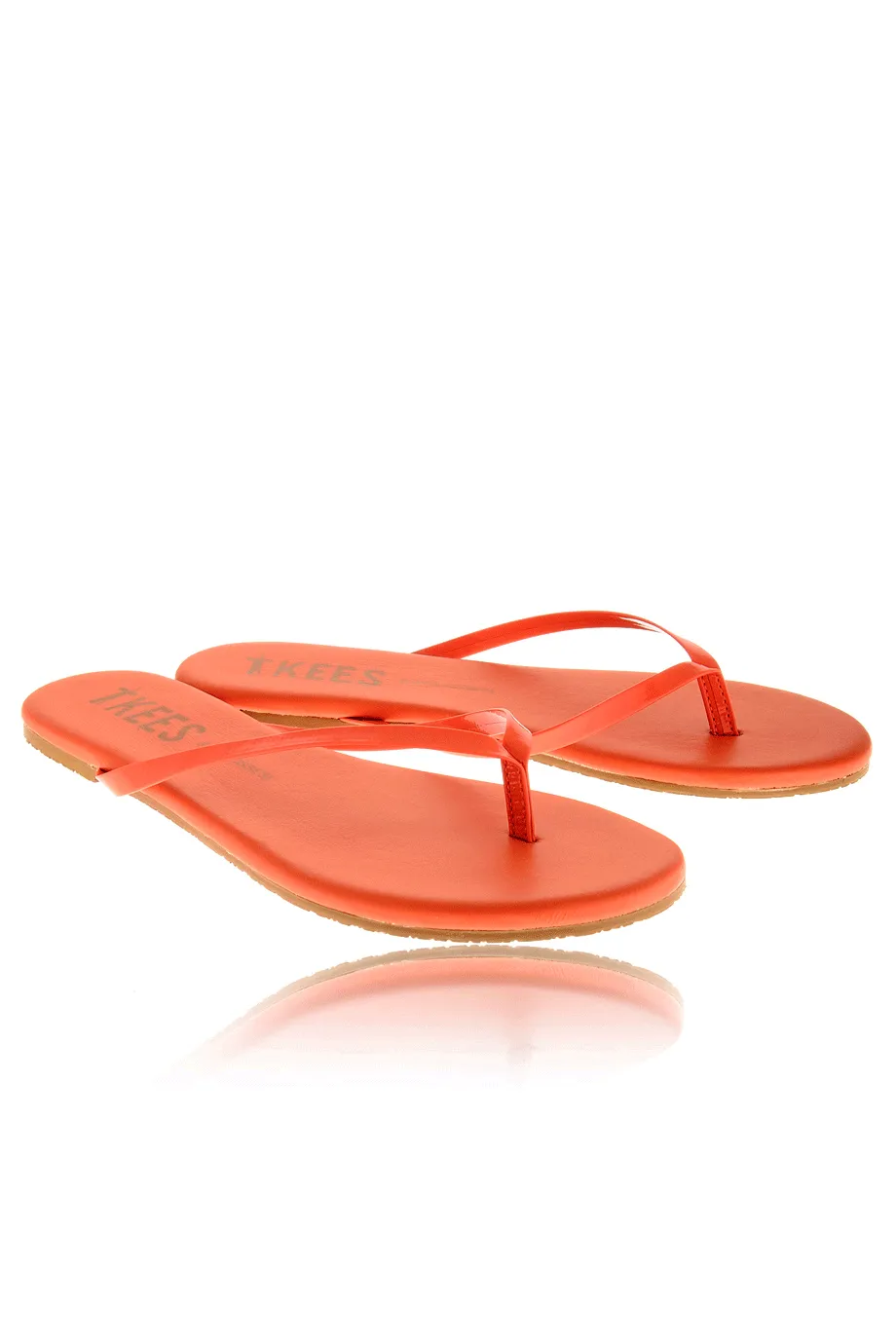 LIPGLOSSES Poppy Orange Leather Thong Sandals