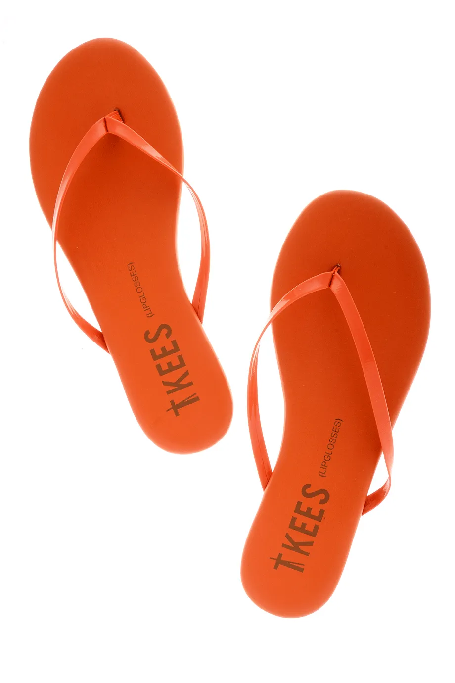 LIPGLOSSES Poppy Orange Leather Thong Sandals