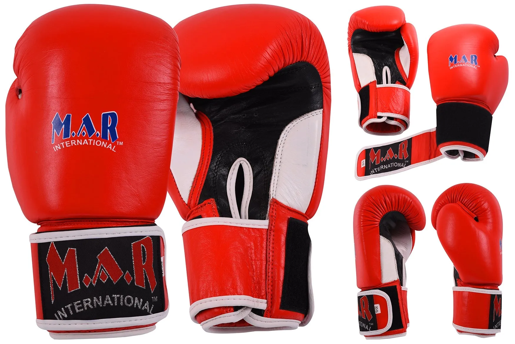 MAR-105B | Red Genuine Cowhide Leather Boxing/Kickboxing Gloves