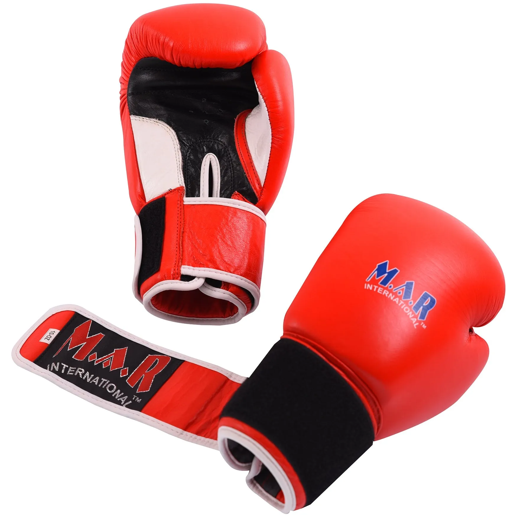 MAR-105B | Red Genuine Cowhide Leather Boxing/Kickboxing Gloves