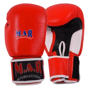 MAR-105B | Red Genuine Cowhide Leather Boxing/Kickboxing Gloves