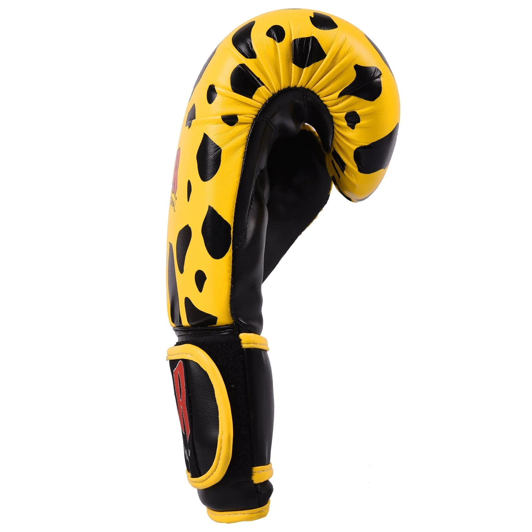 MAR-117 | Black/Yellow Leopard Print Boxing/Kickboxing Gloves