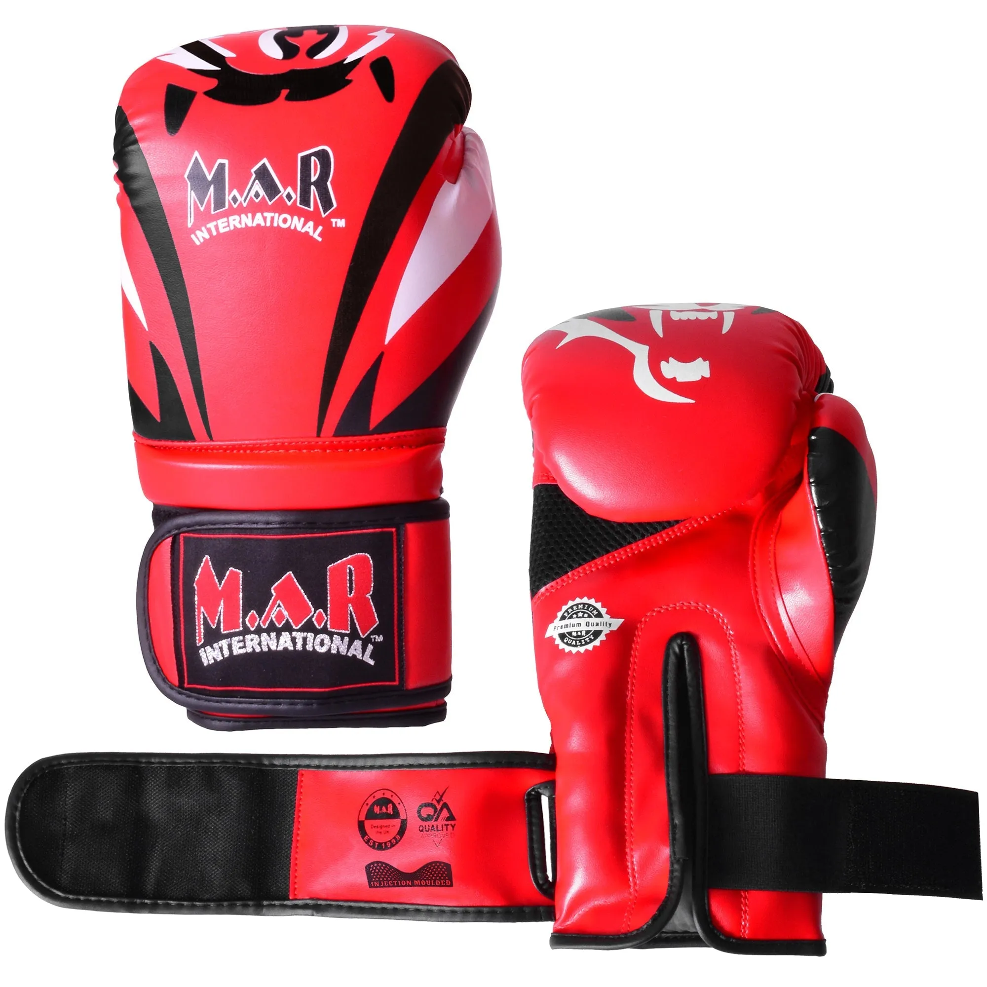 MAR-118D | Red & Black Tiger Print Boxing & Kickboxing Gloves