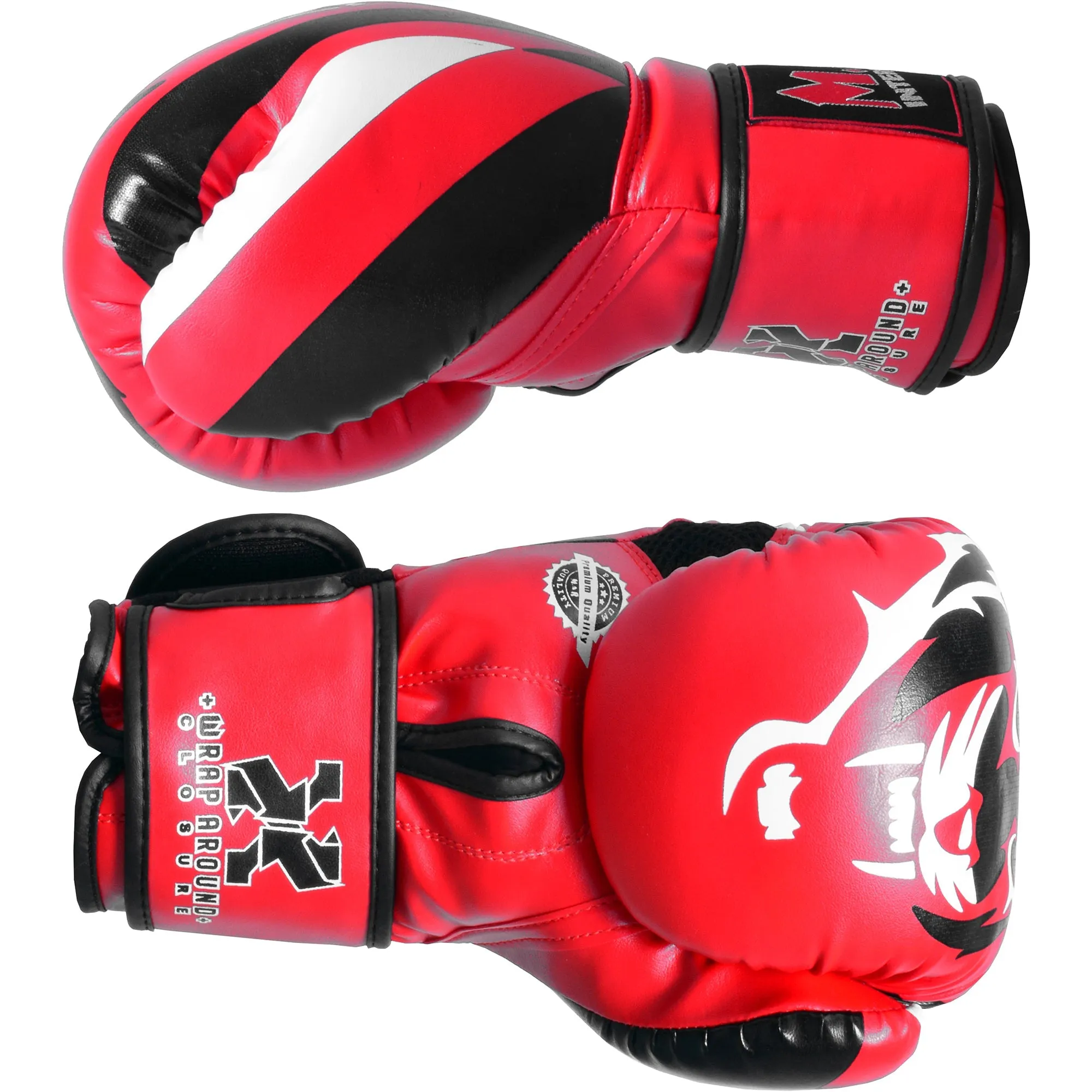 MAR-118D | Red & Black Tiger Print Boxing & Kickboxing Gloves