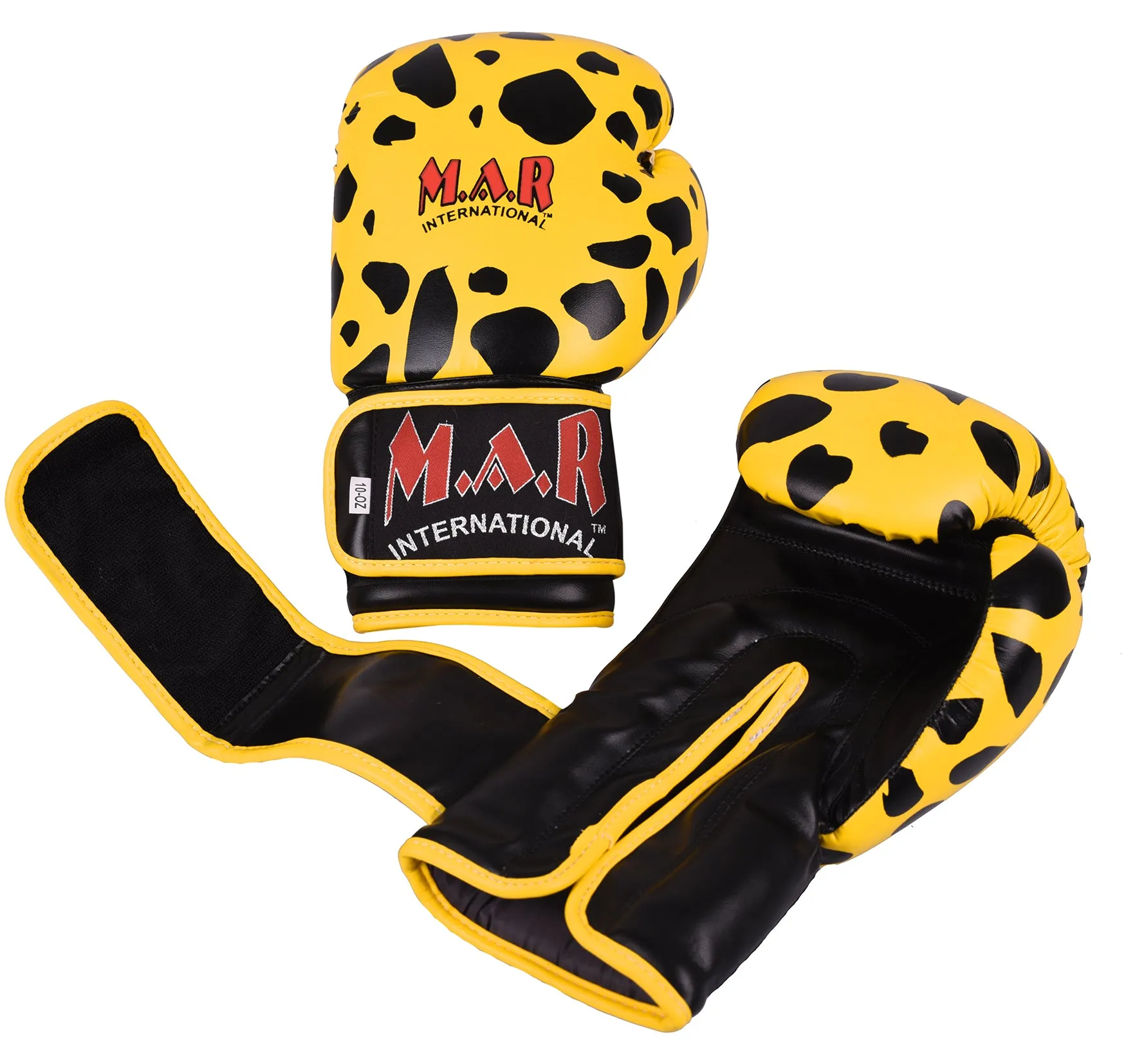 MAR-181 | Black/Yellow Leopard Print Boxing/Kickboxing Gloves for Kids