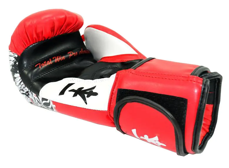 MAR-411 | White Red IPPON Boxing Gloves w/ Skull Design