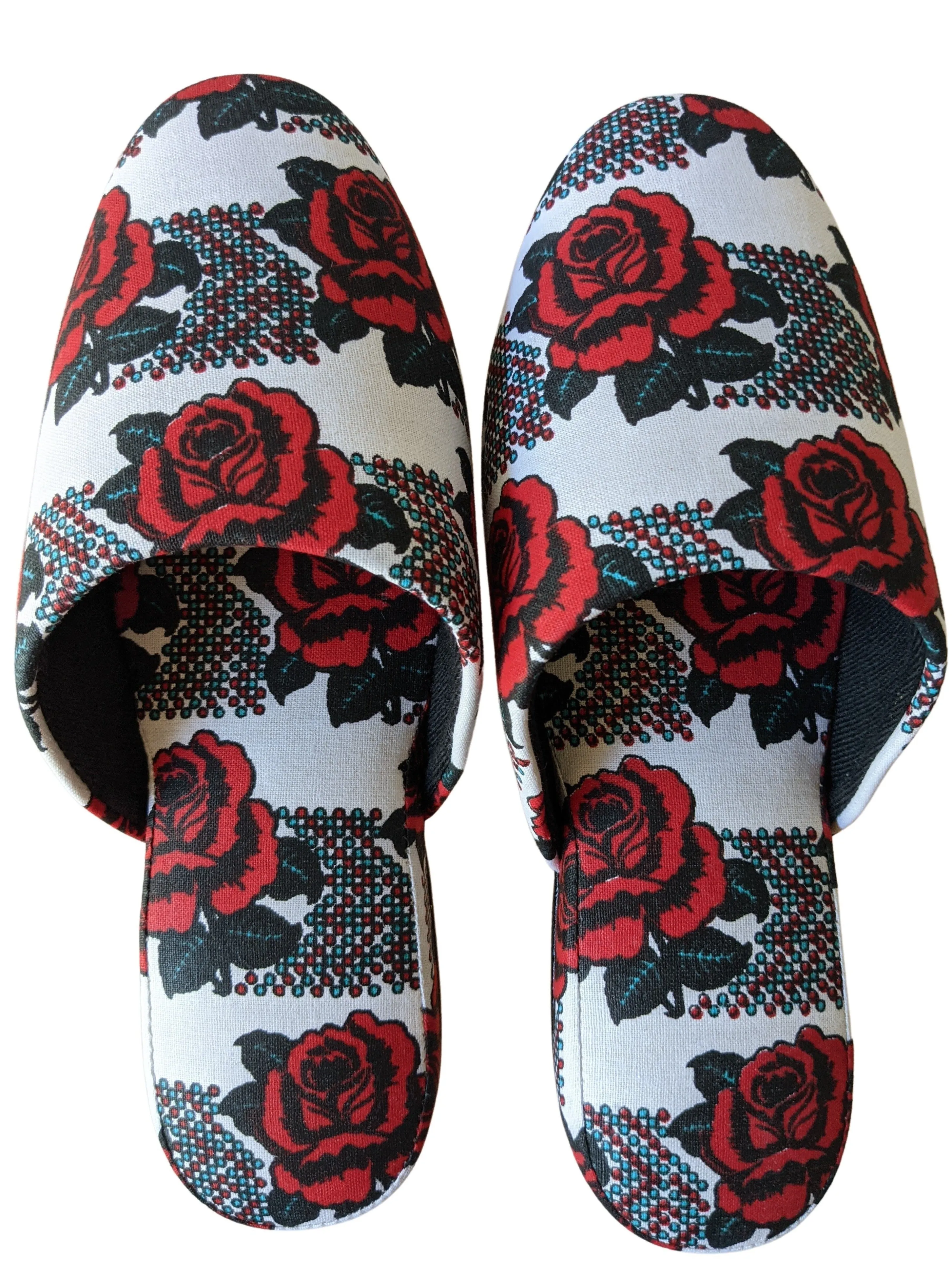 Medium Rose Print Mix Slippers [vinyl sole]  Rose M07 [Size: Medium] Rose M07