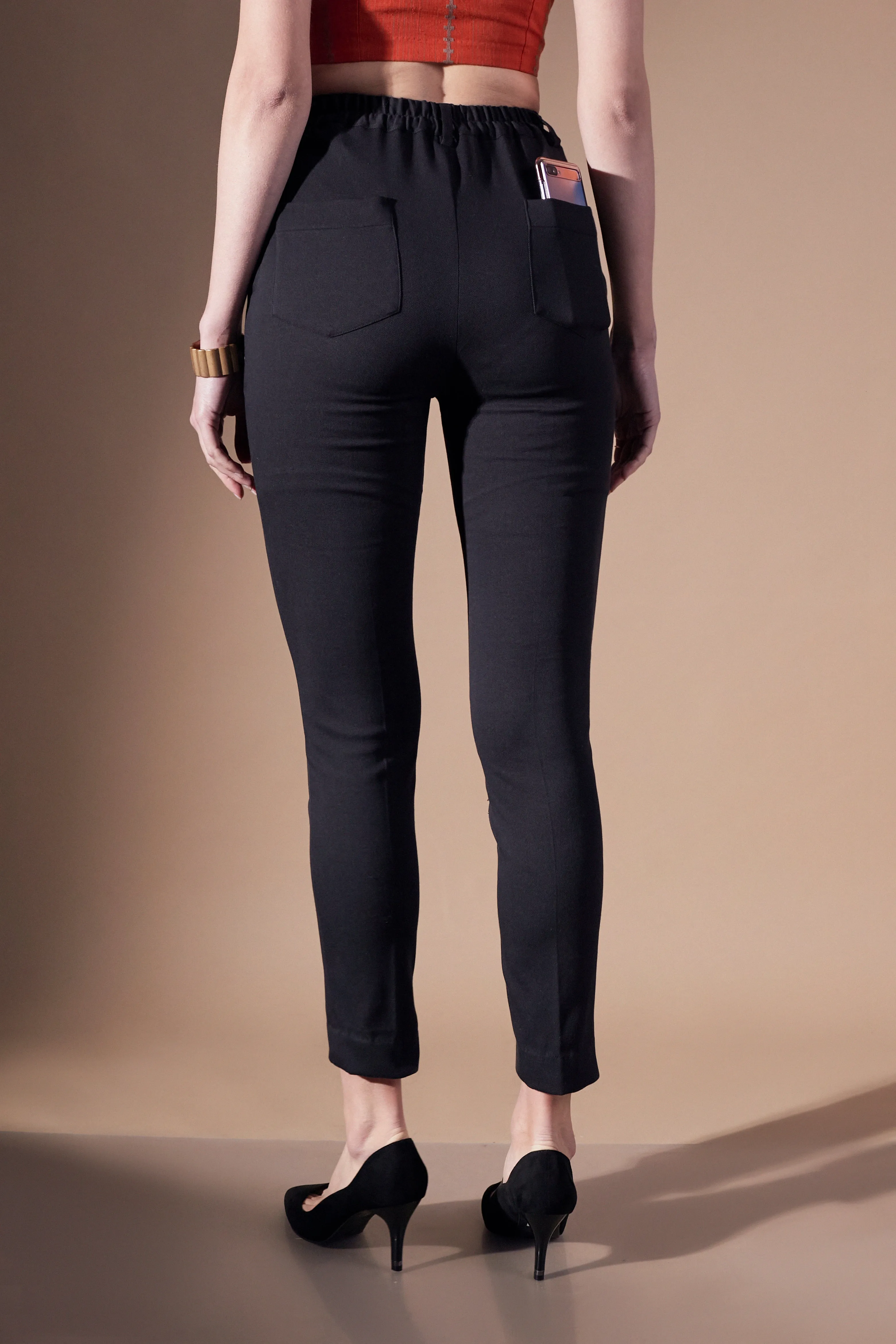 Mid-waist Everyday Workwear Comfortable Black Pants