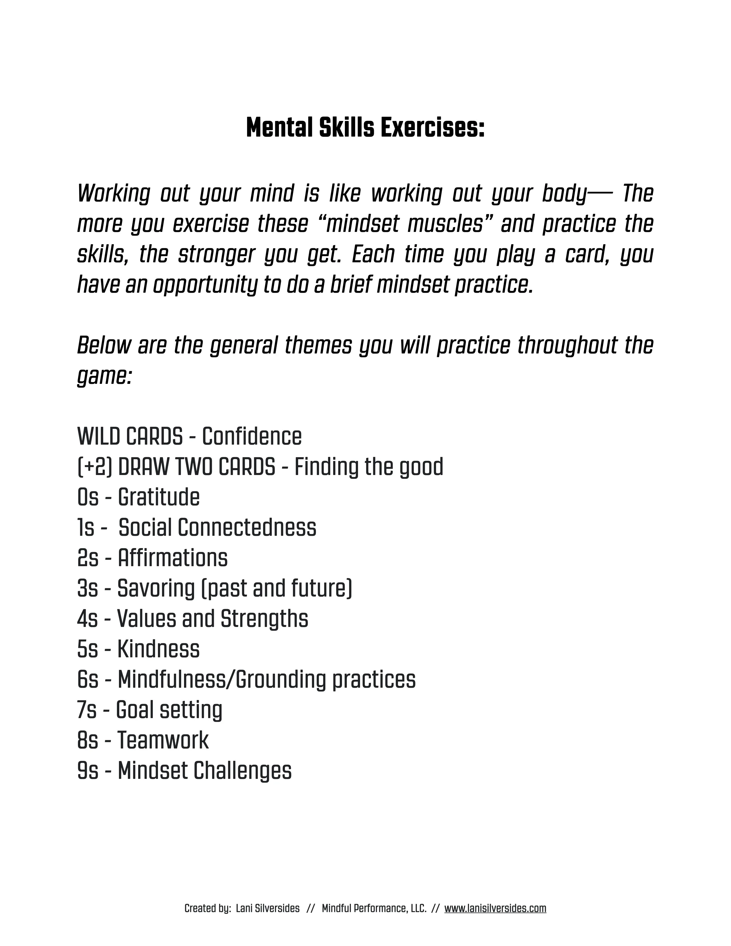 Mind Up Card Game (Downloadable PDF)