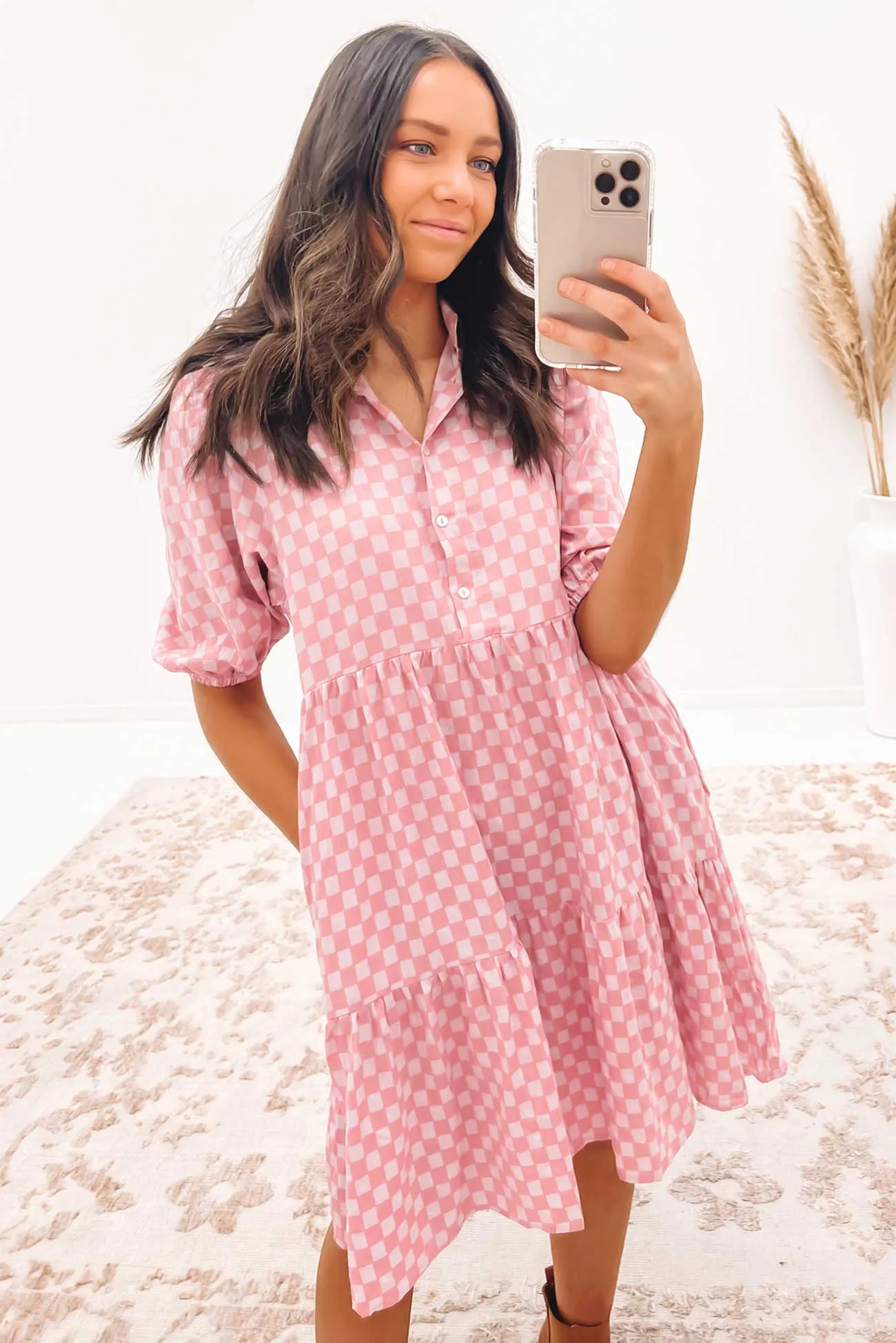 Mischa Mini Dress Pink Check