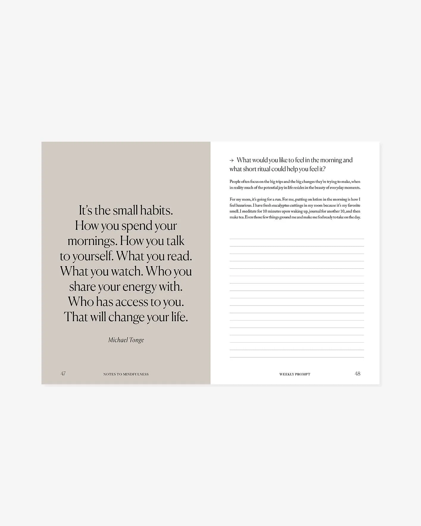 Notes to Mindfulness Journal (Downloadable) - Digital Version Linen