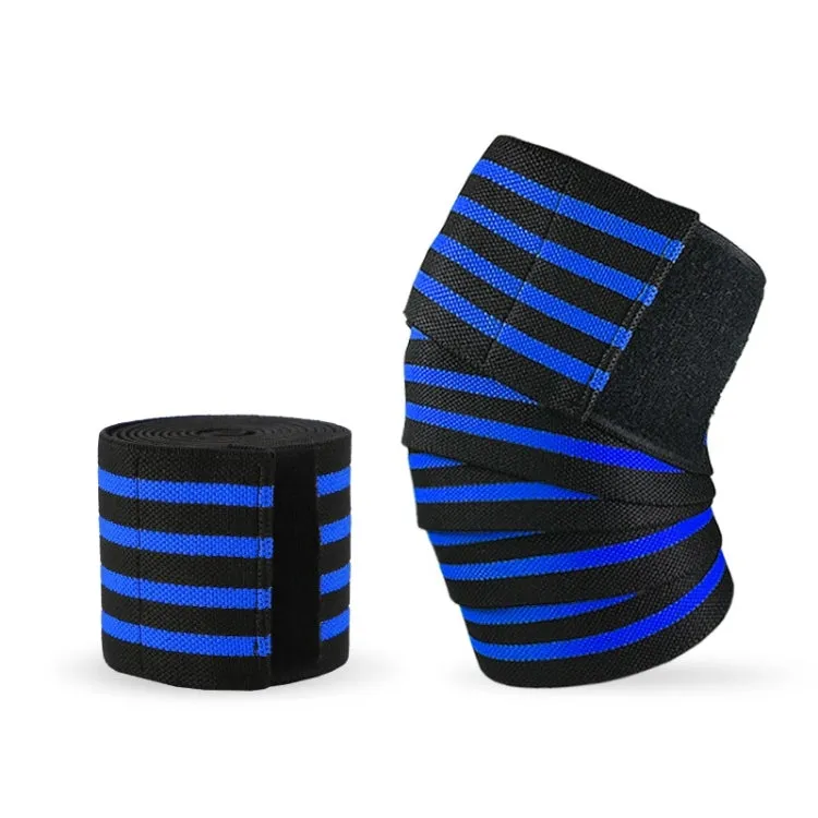 Nylon Four Stripes Bandage Wrapped Sports Knee Pads(Black Royal Blue)