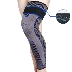 Nylon Knitted Riding Sports Extended Knee Pads, Size: L(Blue Pressurized Anti-slip)