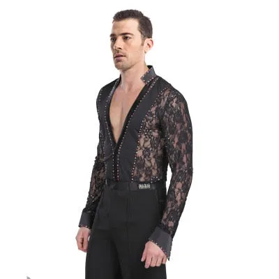 Obsessions #M112 Mens Lycra and Lace Ballroom - Latin Competition Shirt and Pants(sold seperately)