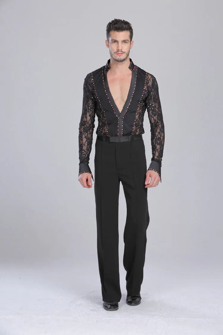 Obsessions #M112 Mens Lycra and Lace Ballroom - Latin Competition Shirt and Pants(sold seperately)