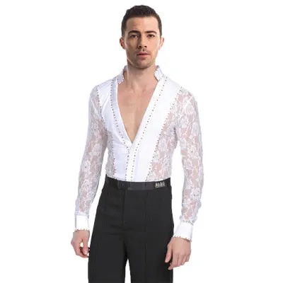 Obsessions #M112 Mens Lycra and Lace Ballroom - Latin Competition Shirt and Pants(sold seperately)