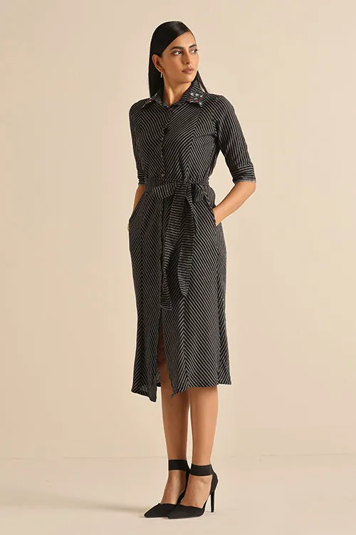 Okhai 'Confident' Pure Cotton Handwoven Hand Embroidered Dress