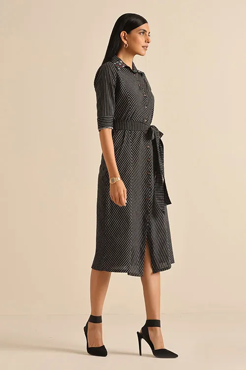 Okhai 'Confident' Pure Cotton Handwoven Hand Embroidered Dress