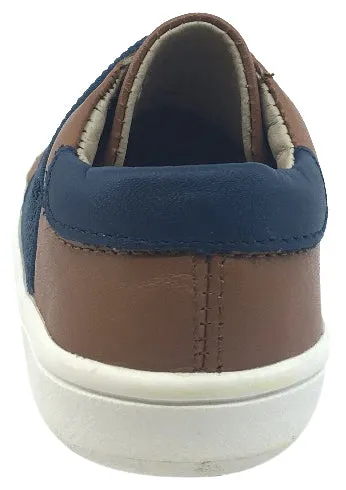 Old Soles Boy's 6018 Master Shoe Tan Leather Jeans Blue Wide Banded Slip On Sneaker Shoe