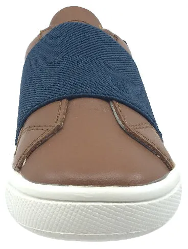 Old Soles Boy's 6018 Master Shoe Tan Leather Jeans Blue Wide Banded Slip On Sneaker Shoe