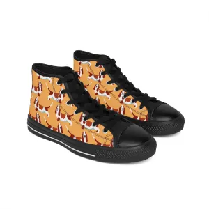 Orange Basset Hound Women's Classic Sneakers