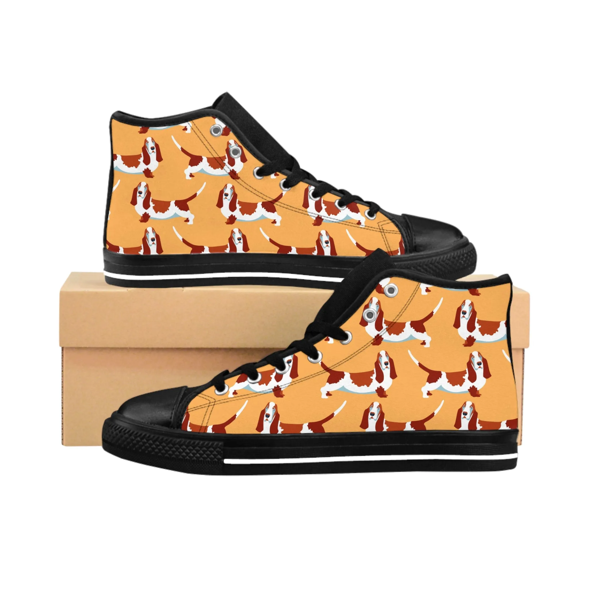 Orange Basset Hound Women's Classic Sneakers