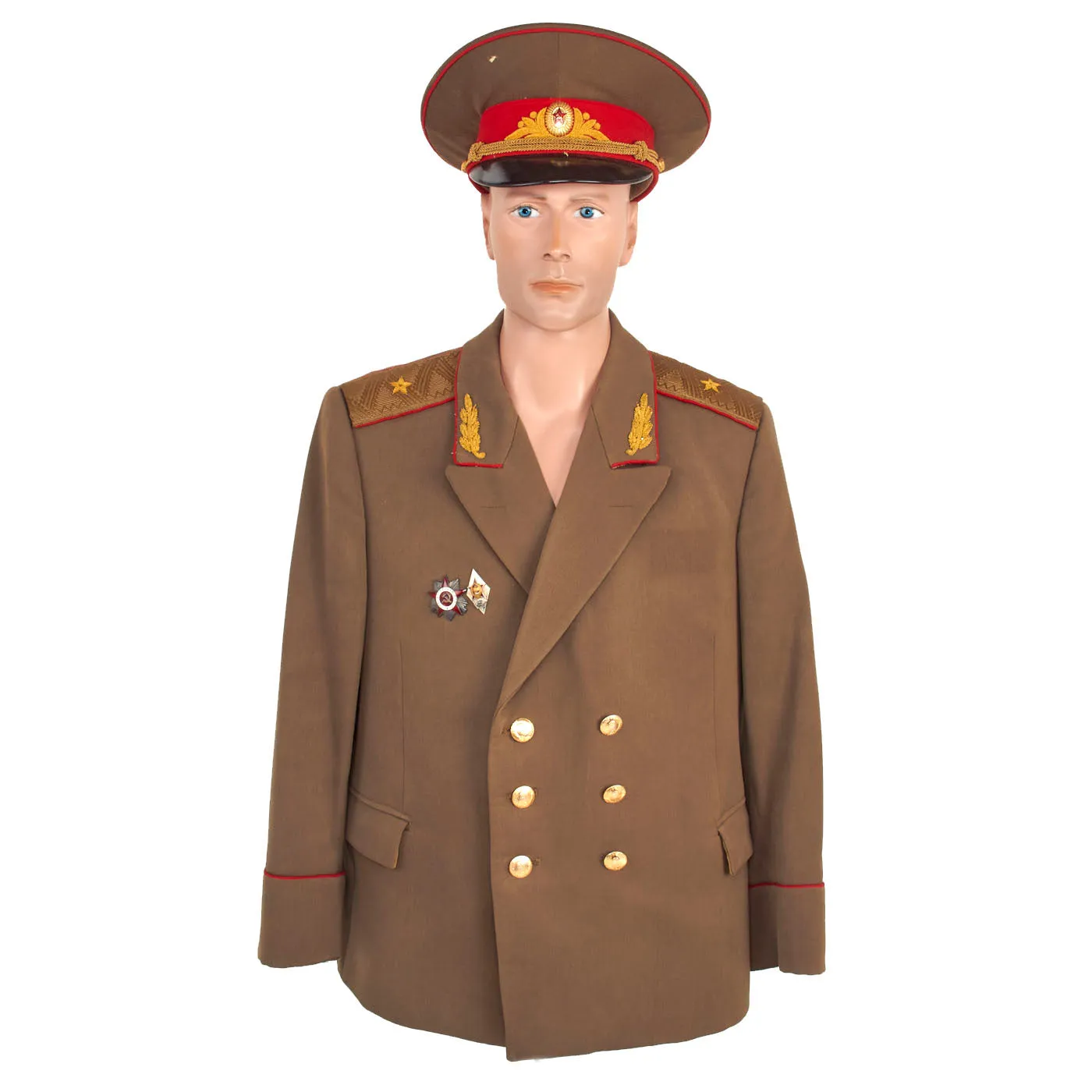 Original Cold War Soviet Major General Dress Uniform with Trousers and Cap - WWII Veteran