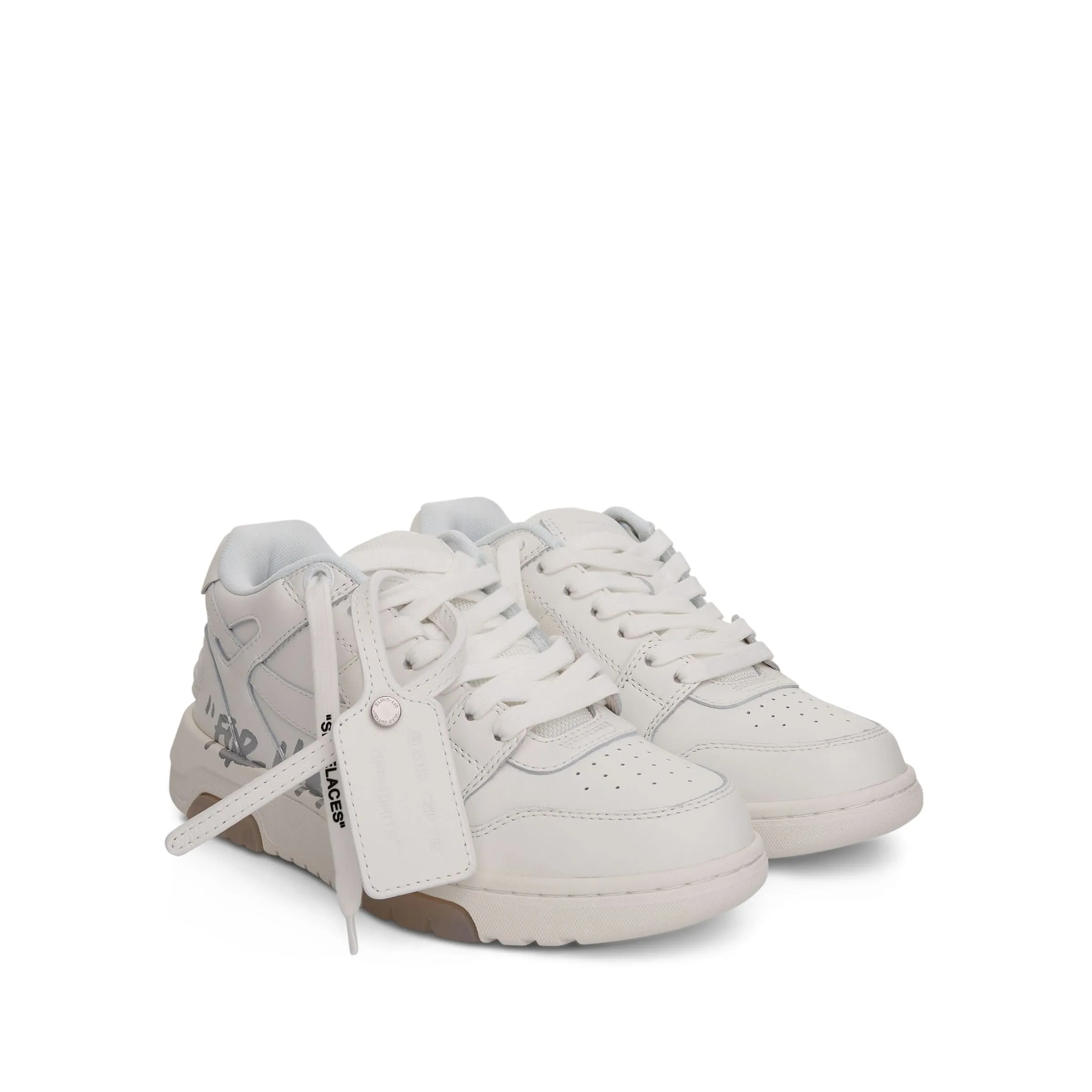 Out Of Office "For Walking" Sneakers in White/Silver