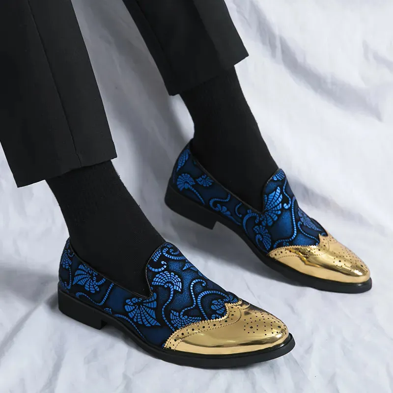 Patchwork Printed Leather Loafers