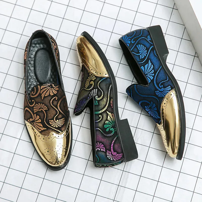 Patchwork Printed Leather Loafers