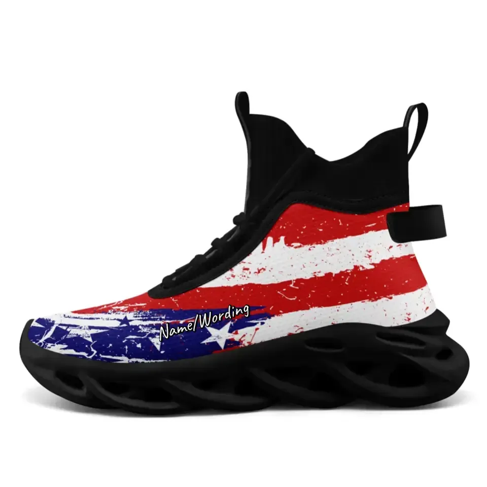 Personalized Patriotic Sneakers, Custom Flag Shoes, Breathable Shoes, Glow at Night