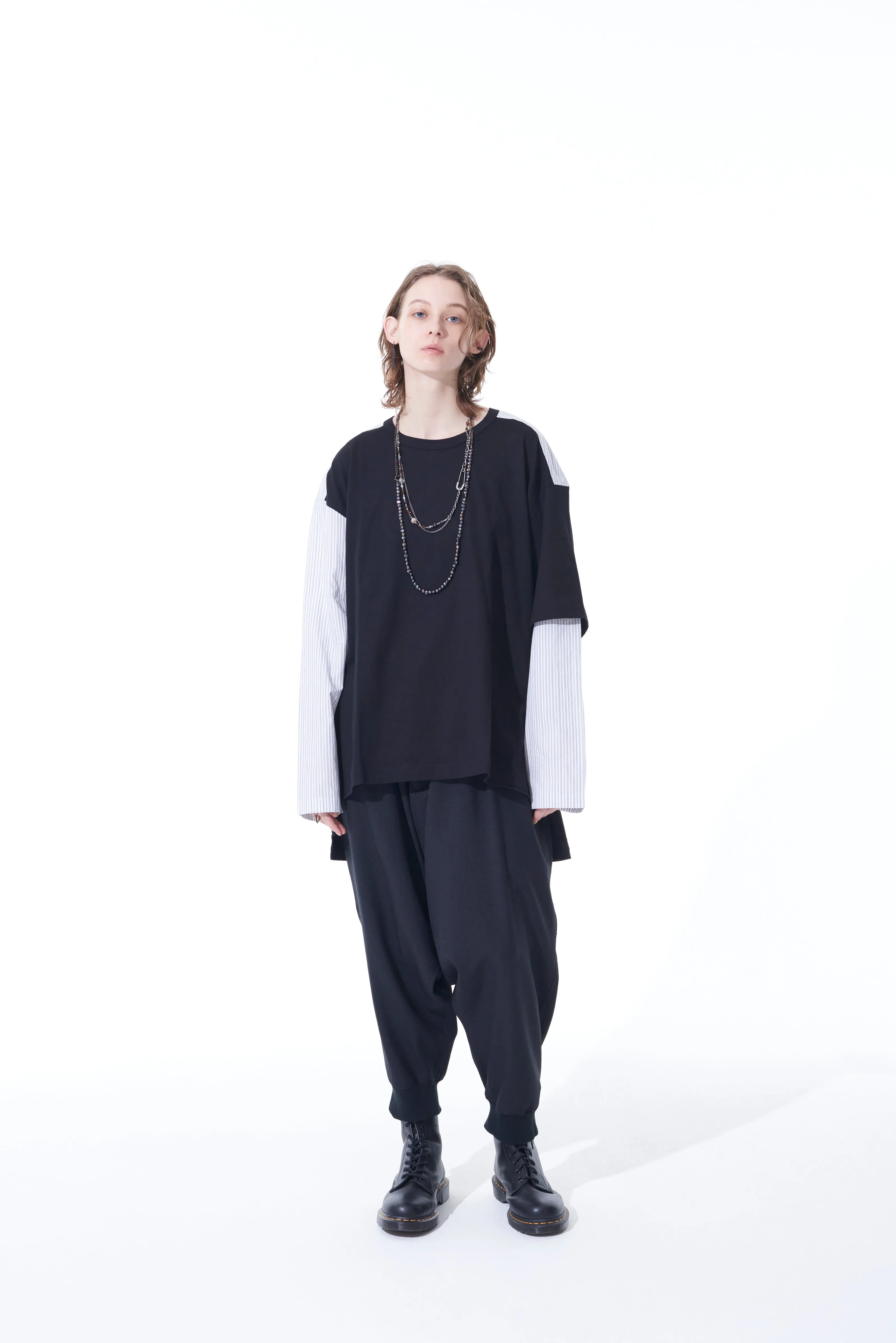 PE/STRETCH TWILL HEM RIB BALLOON SARUEL PANTS