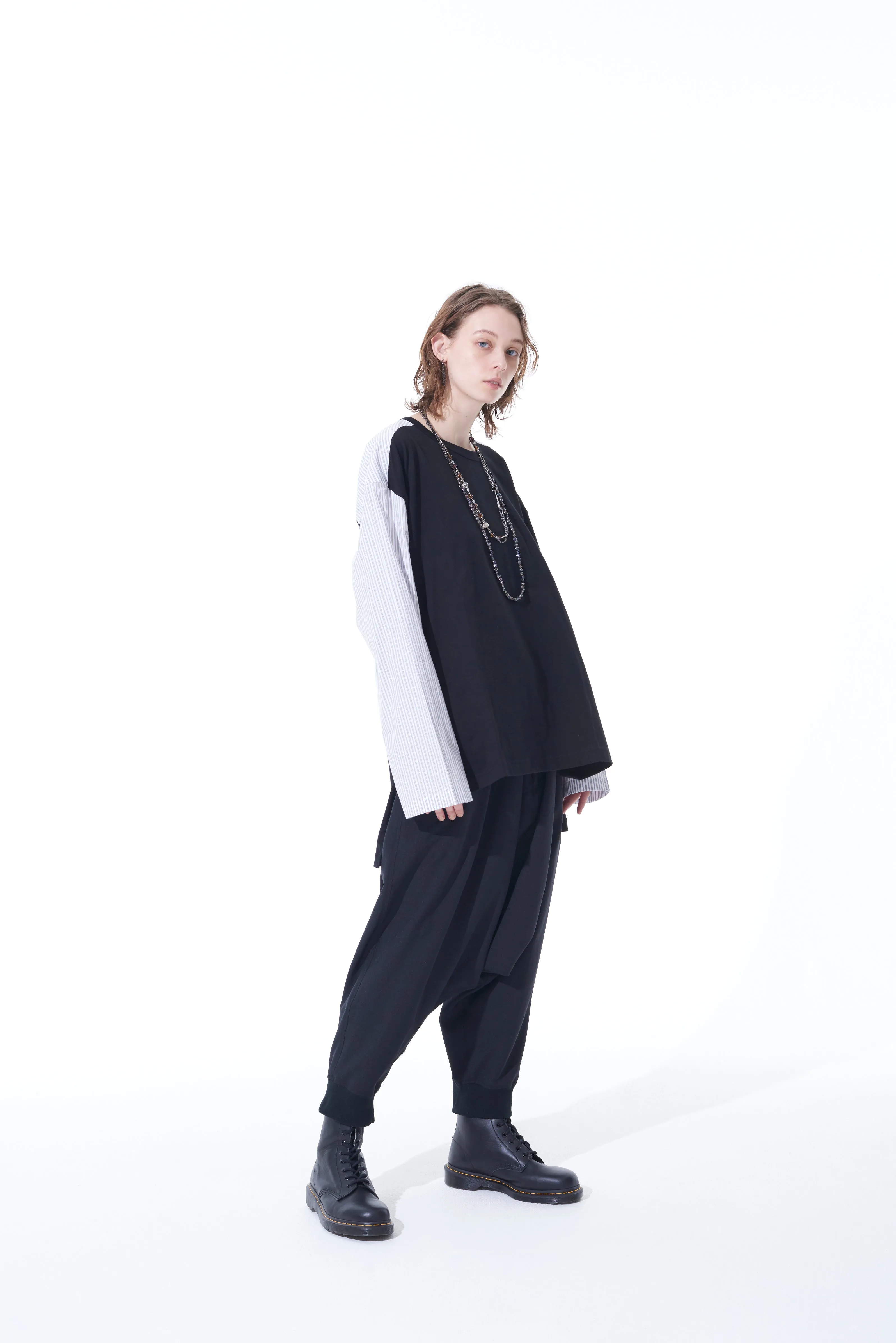 PE/STRETCH TWILL HEM RIB BALLOON SARUEL PANTS