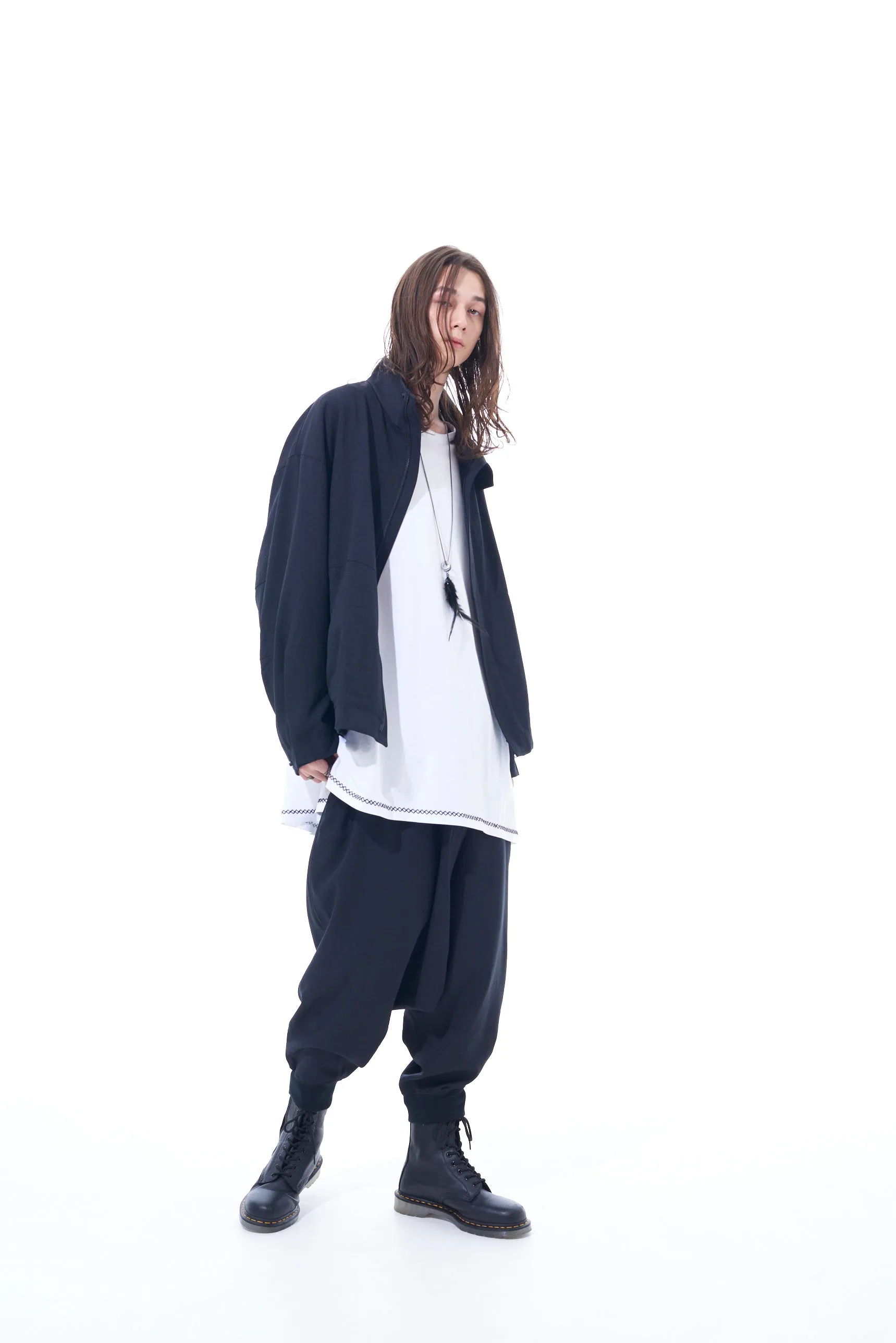 PE/STRETCH TWILL HEM RIB BALLOON SARUEL PANTS