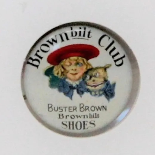 Pinback, Buster Brown,Shoes, Brownbilt Club Pin Advertising Button, Vintage