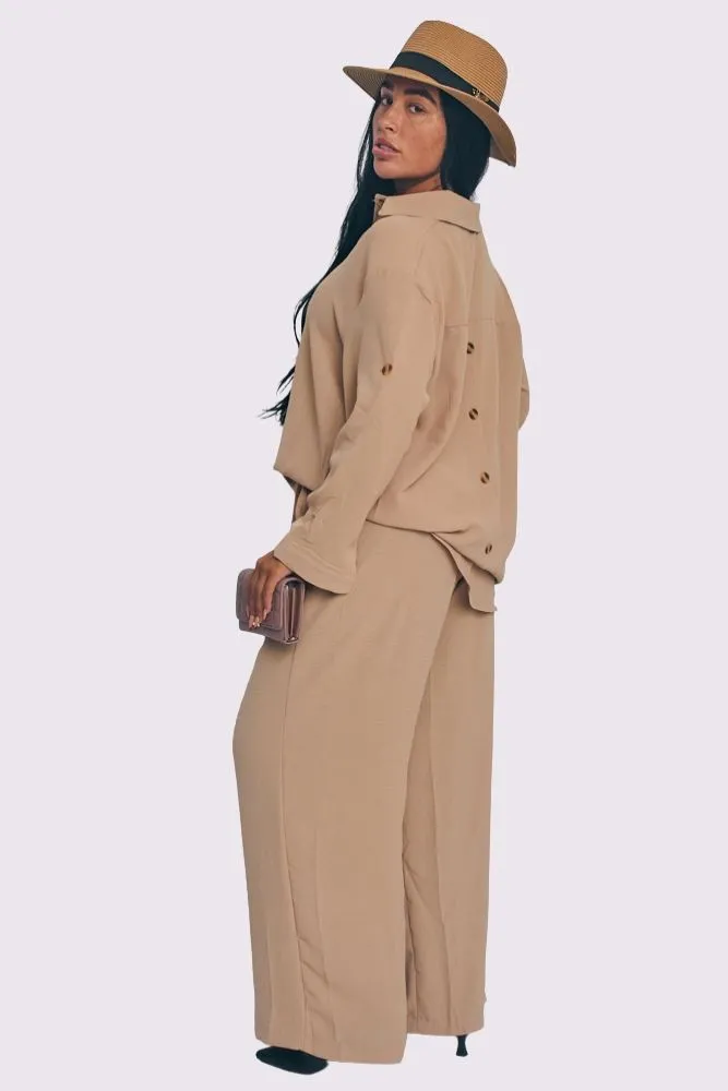 Plain Button Details Oversized Co-Ord Set