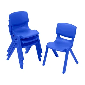 Plastic School Stack Chair for Indoors and Outdoors, Flexible Seating, 12in Seat Height, 4-Pack