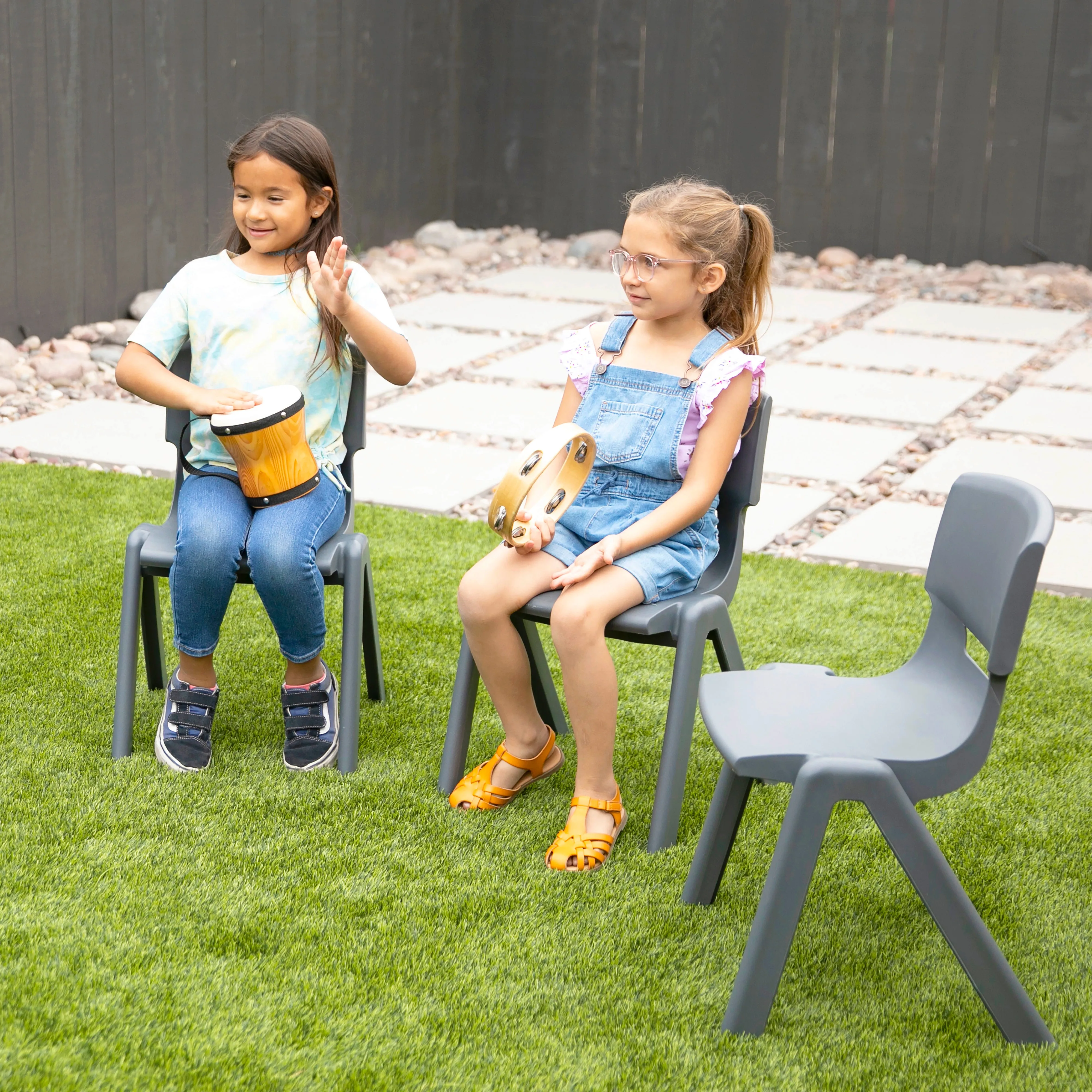 Plastic School Stack Chair for Indoors and Outdoors, Flexible Seating, 12in Seat Height, 4-Pack