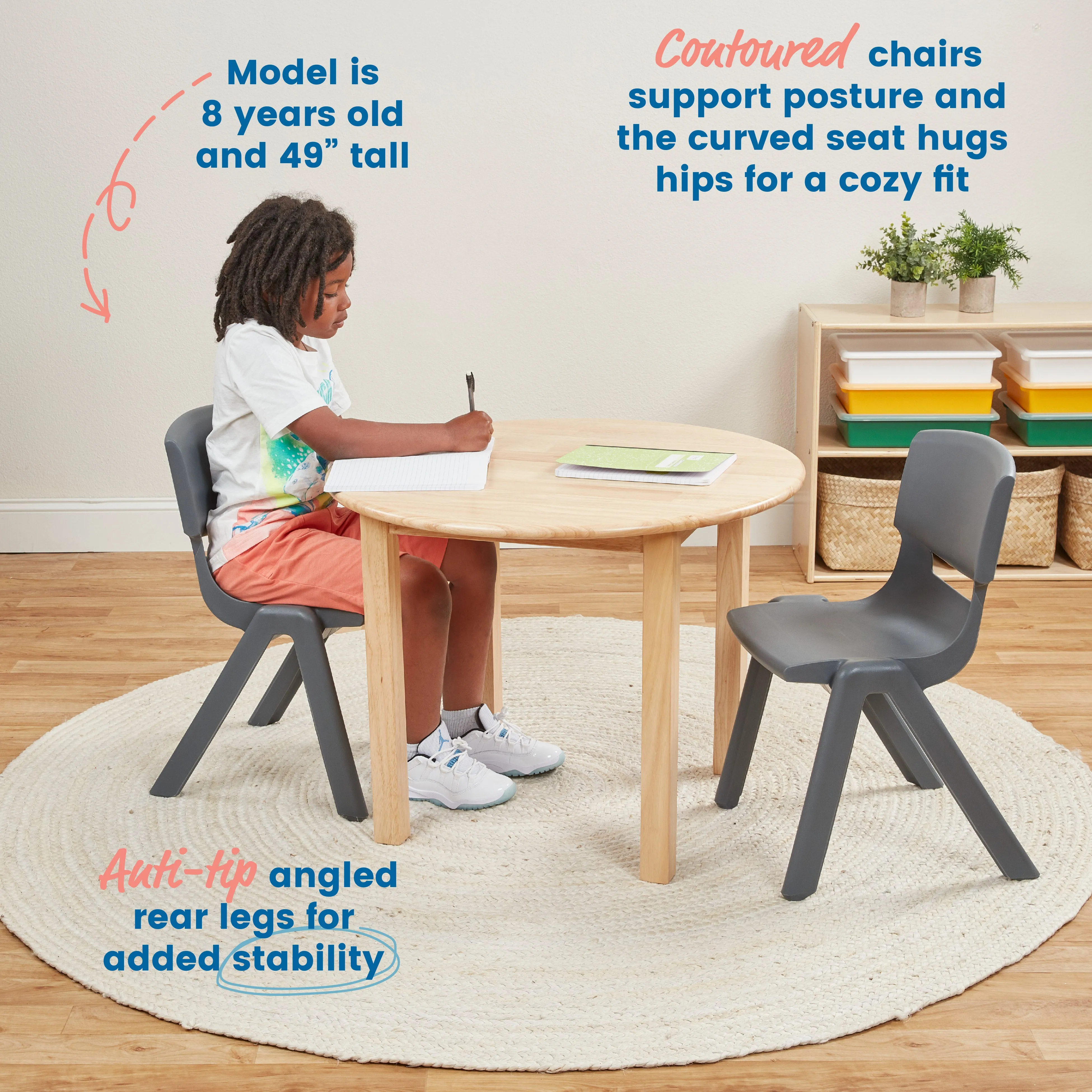 Plastic School Stack Chair for Indoors and Outdoors, Flexible Seating, 14in Seat Height, 4-Pack