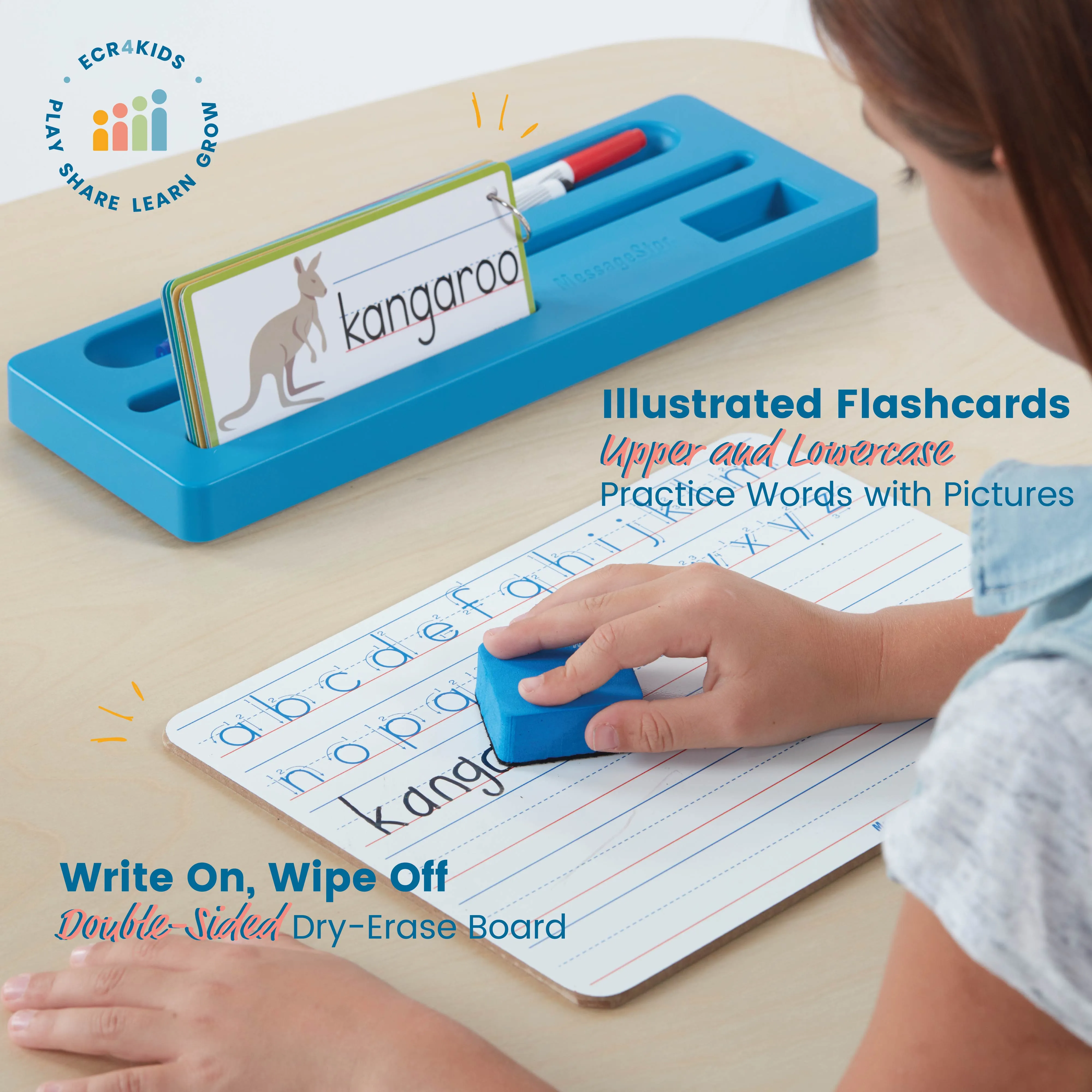 Printing Practice Station, Children's Learn to Write Dry-Erase Board and Flashcards