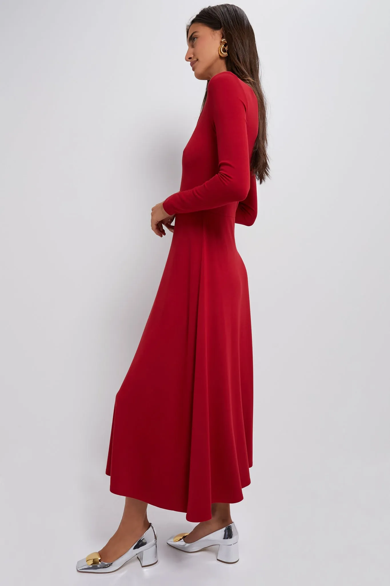 Red Long Sleeve Sara Maxi Dress