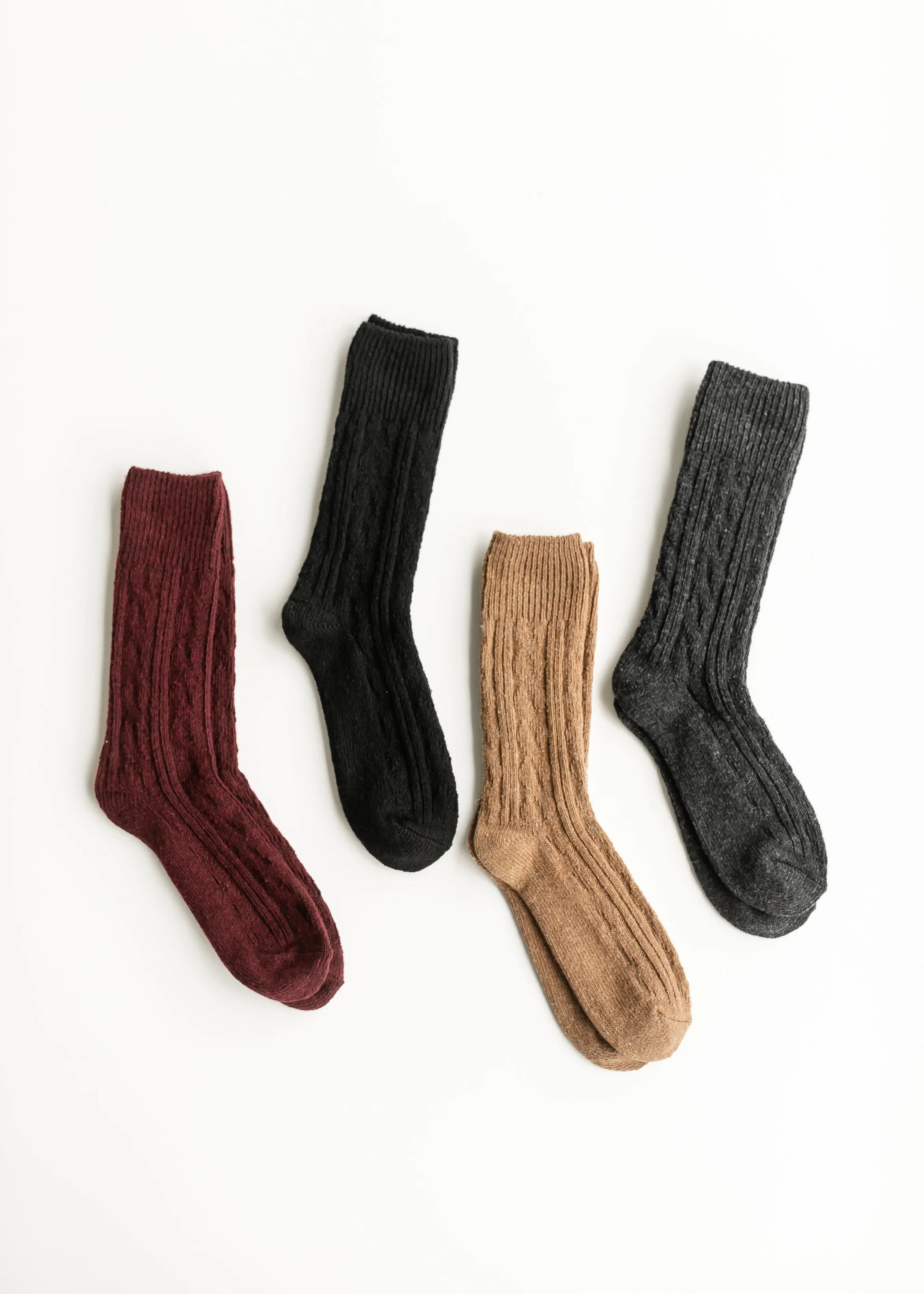 Rib Knitted Wool Blend Crew Socks